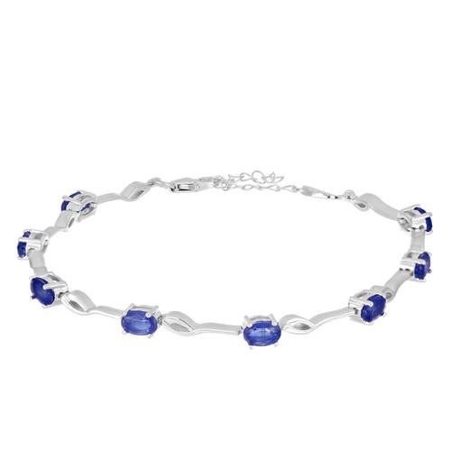 925 STERLING SILVER NATURAL BLUE KYANITE GEMSTONE BRACELET